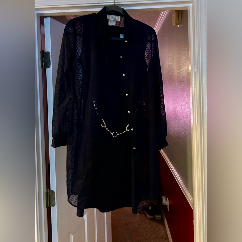 Elegant Navy Sheer Dress